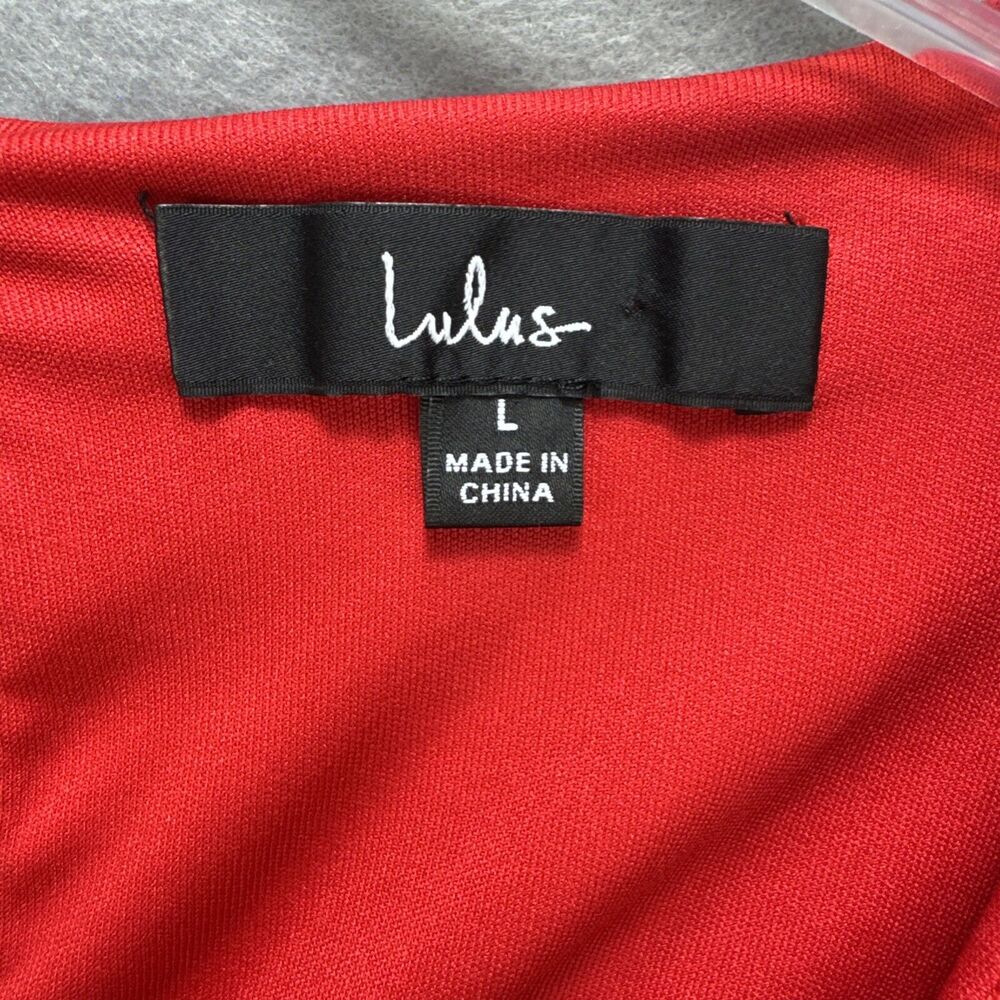 Lulu's Red Wrap Ruffle Mini Dress - Picture 3 of 8